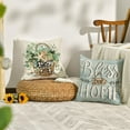 thumbnail image 4 of Bless Our Home Eucalyptus Leaves Starfish Throw Pillow Covers, 18 x 18 Inch Seasonal Spring Summer Truck Home Sweet Home Cushion Case Decorations Set of 4, 4 of 6
