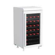 Frigidaire 27 Bottle / 117 Can Retro Wine Cooler with Built-in Bar Top, 3.1 Cu. ft. Beverage Refrigerator with Tempered Glass Door, White