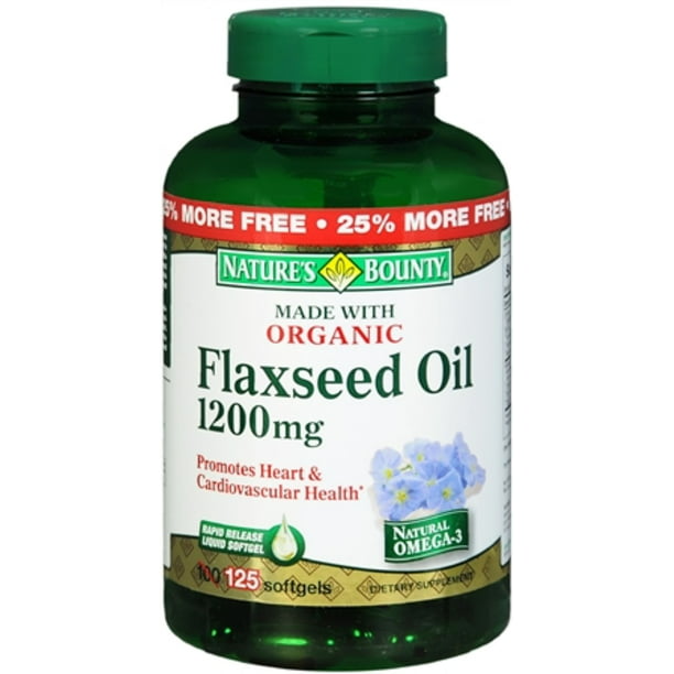 Nature's Bounty Flaxseed Oil 1200 mg Softgels 125 ea (Pack of 3 ...