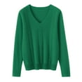 thumbnail image 4 of NMMUED Long Sleeve Undershirt for Women Pullover Sweaters for Women Long Sleeve Sweaters for Women Womens Tops Casual Basic Sweaters for Women Womens V Neck Sweater Knits Clothing Green XXL, 4 of 7