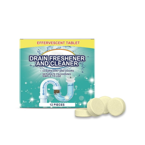 Lilixerw 12 PCS Drain Cleaning Tablets,Drain Cleaner for Kitchen Sink,Shower & Bathtub,Removes Stubborn Clogs & Bad Odors,Preventative Maintenance,Easy Drop-in Use