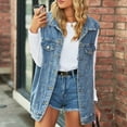 thumbnail image 1 of Oversized Sleeveless Jacket Vest, Oversized Vintage Sleeveless Jacket Textured  For Party Blue XL, 1 of 8
