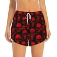 thumbnail image 2 of Picia Red Skulls Pattern Women's 2 in 1 Athletic Running Shorts High Waisted Workout Casual Gym Sweat Shorts with Comfy Liner Zipper Pockets-Medium, 2 of 9