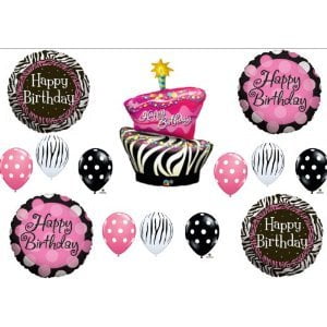 Zebra Stripe Cake Polka Dot Birthday Party Balloons Decorations