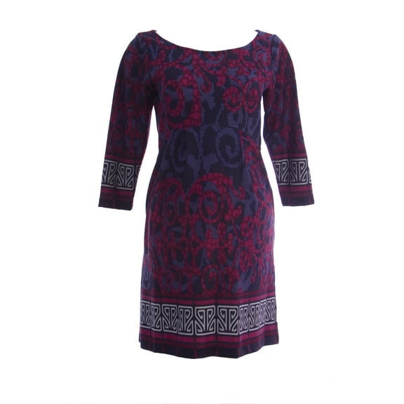 OLIAN Maternity Women's Scroll Print Side Pockets A-Line Dress Small Wine