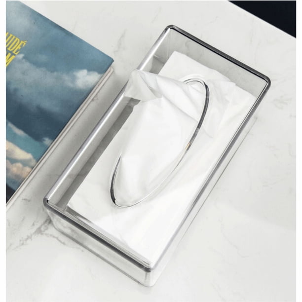 Caja de pañuelos acrílica transparente cuadrada, cubiertas de cajas rectangulares, soportes para servilletas faciales de baño, dispensador de hojas para secadora transparente de mesa