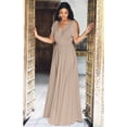 thumbnail image 2 of KOH KOH Long Bridesmaid Wedding Guest Sleeveless V-Neck Full Floor Length Flowy Sexy Wrap Formal Evening Cocktail Party Tall Maxi Dress Gown For Women Nude Champagne Brown Large US 12-14 NT333, 2 of 6