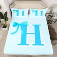 thumbnail image 2 of Manfei Letter H Monogrammed Bed Sheets,Cute Cartoon Bowtie King Sheets,Blue Bow Tie Sheet Set For Girls Kids,Microfiber Room Decorative,4 Pieces, 2 of 7