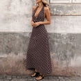 thumbnail image 4 of Tqcoqu Womens Deep V-Neck Polka Dot Print Halter Boho Long Maxi Dresses,Brown Women's S-XXL, 4 of 9