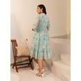 thumbnail image 5 of XL LOVE By Janasya Indian Women's Plus Size Aqua Georgette Floral Fit & Flare Dress, 5 of 5