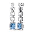 thumbnail image 2 of 10x8 MM Cushion Shape Swiss Blue Topaz 925 Silver Long Dangel Valentines Day Gifts Women Earrings, 2 of 4