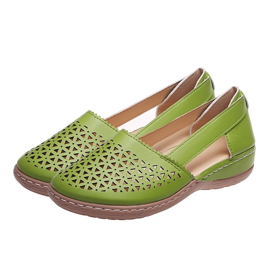 QQAMB Sandals for Women Flats Orthopedic Sandals Closed Toe Flat Sandals Strappy Hollow Flat Sandals Summer Comfy Outdoor Walking Beach Sandals