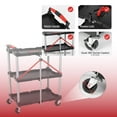 thumbnail image 6 of 3-Tier Folding Collapsible Service Cart with Wheels,240lb Utility Foldable Service Cart,Portable Garage Tool Cart for Warehouse Office Home, 6 of 8