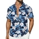 thumbnail image 2 of Ceisia Men's Tropical Floral Print Short Sleeve Button Down Hawaiian Shirt for Beach Vacation Blue L Gifts, 2 of 7