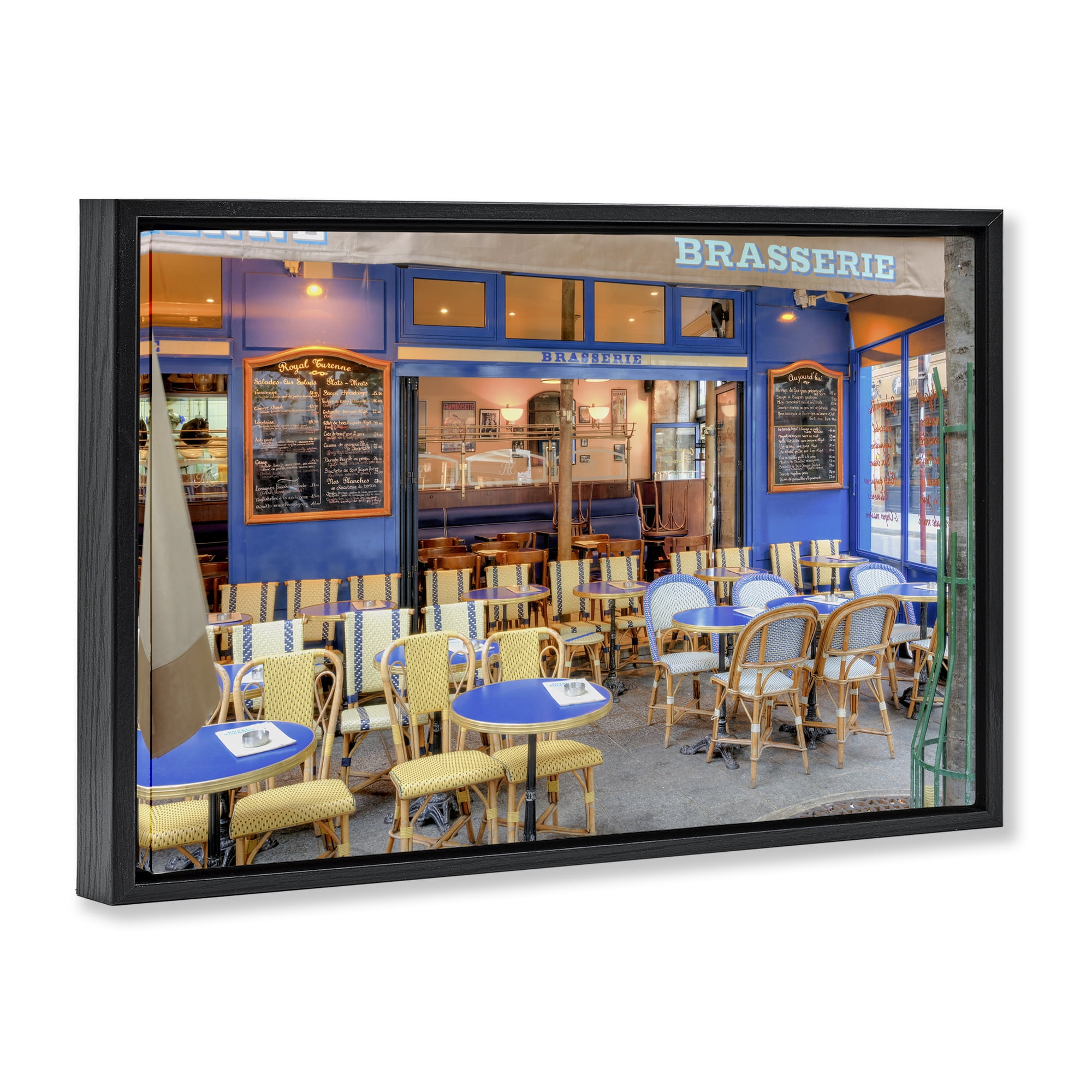 Stupell Industries Parisian Brasserie Terrace Black Framed Floater Canvas Wall Art, design by Alan Blaustein