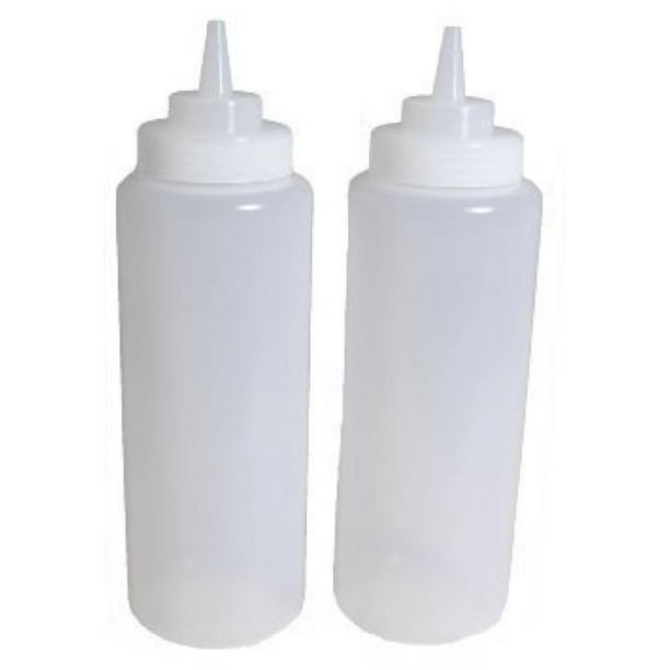 SET of 2, 32 Oz. (Ounce) Large Clear Squeeze Bottle, Condiment Squeeze