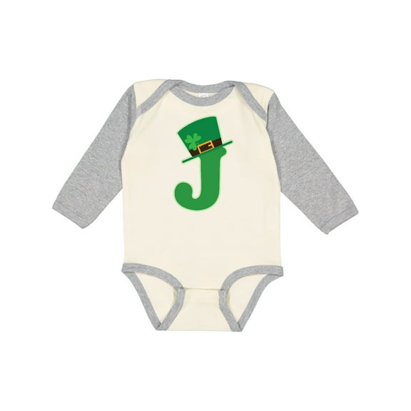 Inktastic Irish St Patricks Day Letter J Monogram Boys or Girls Long Sleeve Baby Bodysuit