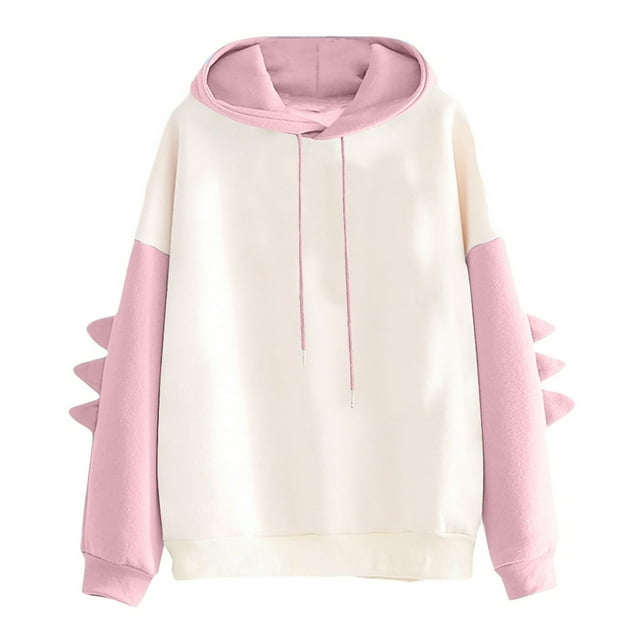 Pompotops Mode Femmes Décontracté Uni Manches Longues Sweat-Shirt Dinosaure Tops