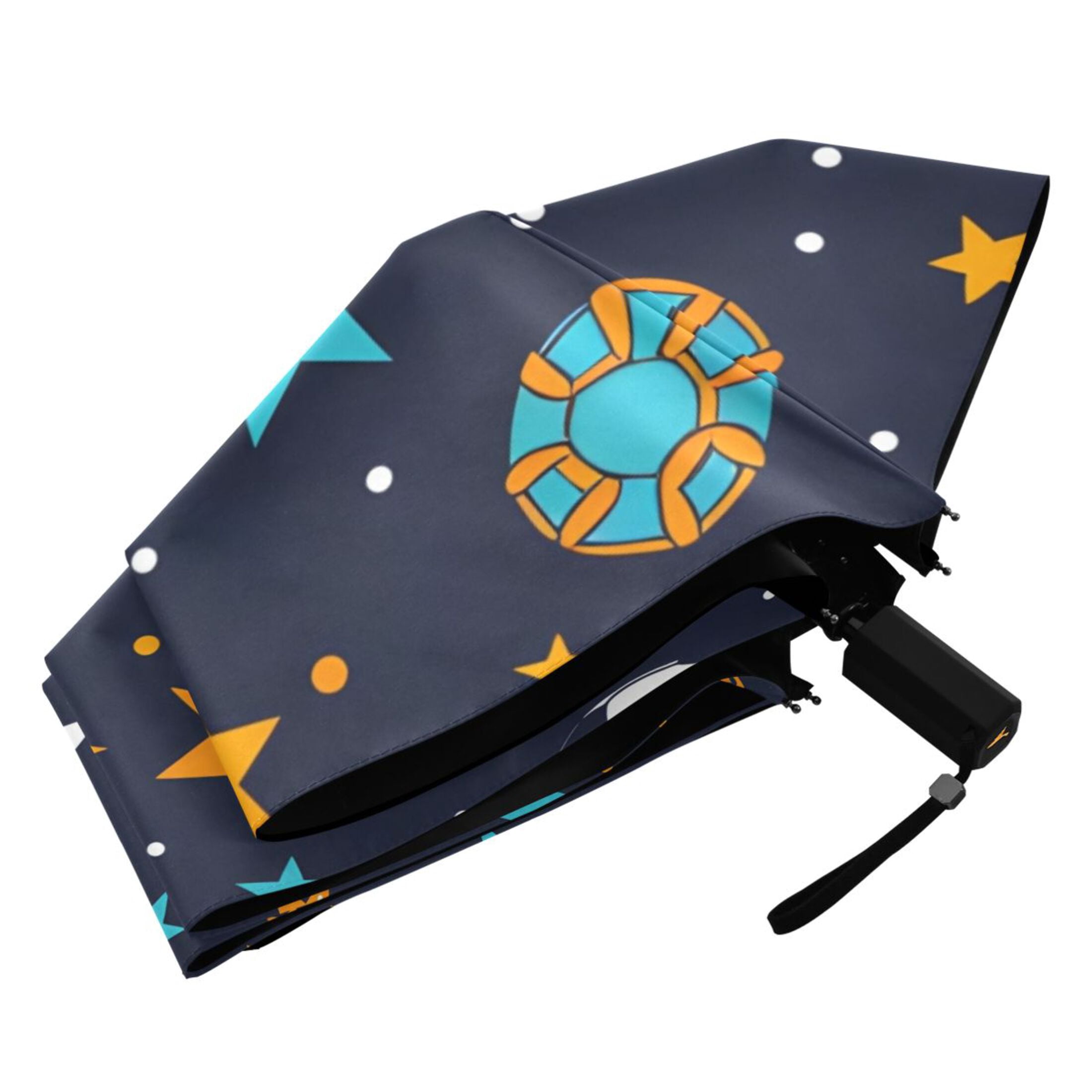 ALAZA Football and Star UPF 50+ Compact Folding Umbrella for Rain Travel Umbrella Packable
