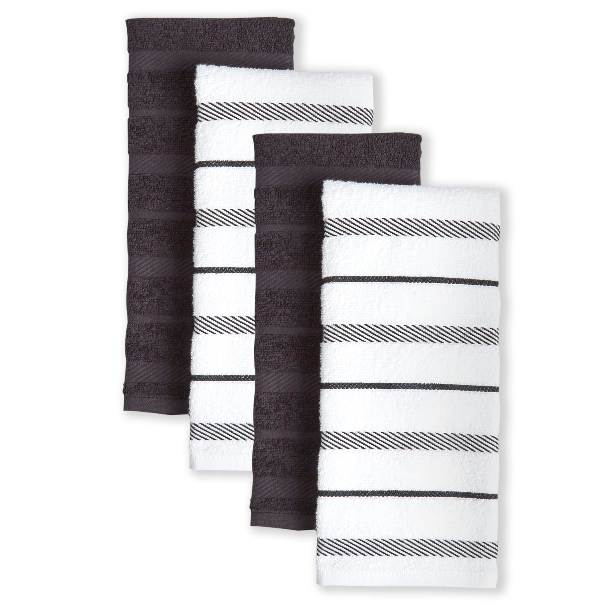 KitchenAid Albany Kitchen Towels, Black, Set of 4, Available in