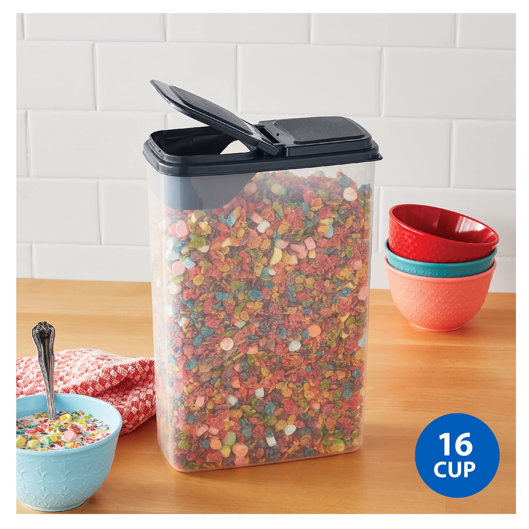 3 Piece Plastic Cereal Dispenser Dry Food Storage Container Set, Red, 3 PC  - Gerbes Super Markets