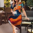 thumbnail image 3 of Balery Abstract Fabric Color Waves Pattern Womens Dresses Loose Short sleeve Sundresses Swimsuit Coverup 2025 Summer Casual Dress for Women - A-Line Swing Dress, 3 of 6