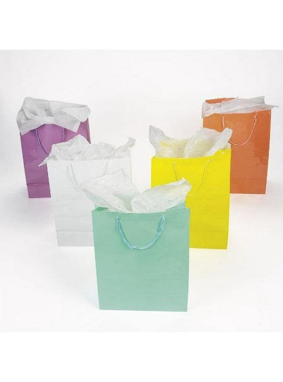 Large Pastel Gift Bags - Party Supplies - 12 Pieces