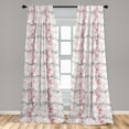 thumbnail image 4 of Ambesonne Japanese Curtains, Overlapping Sakura Flowers, Pair of 28"x63", Dark Coral Grey and White, 4 of 5