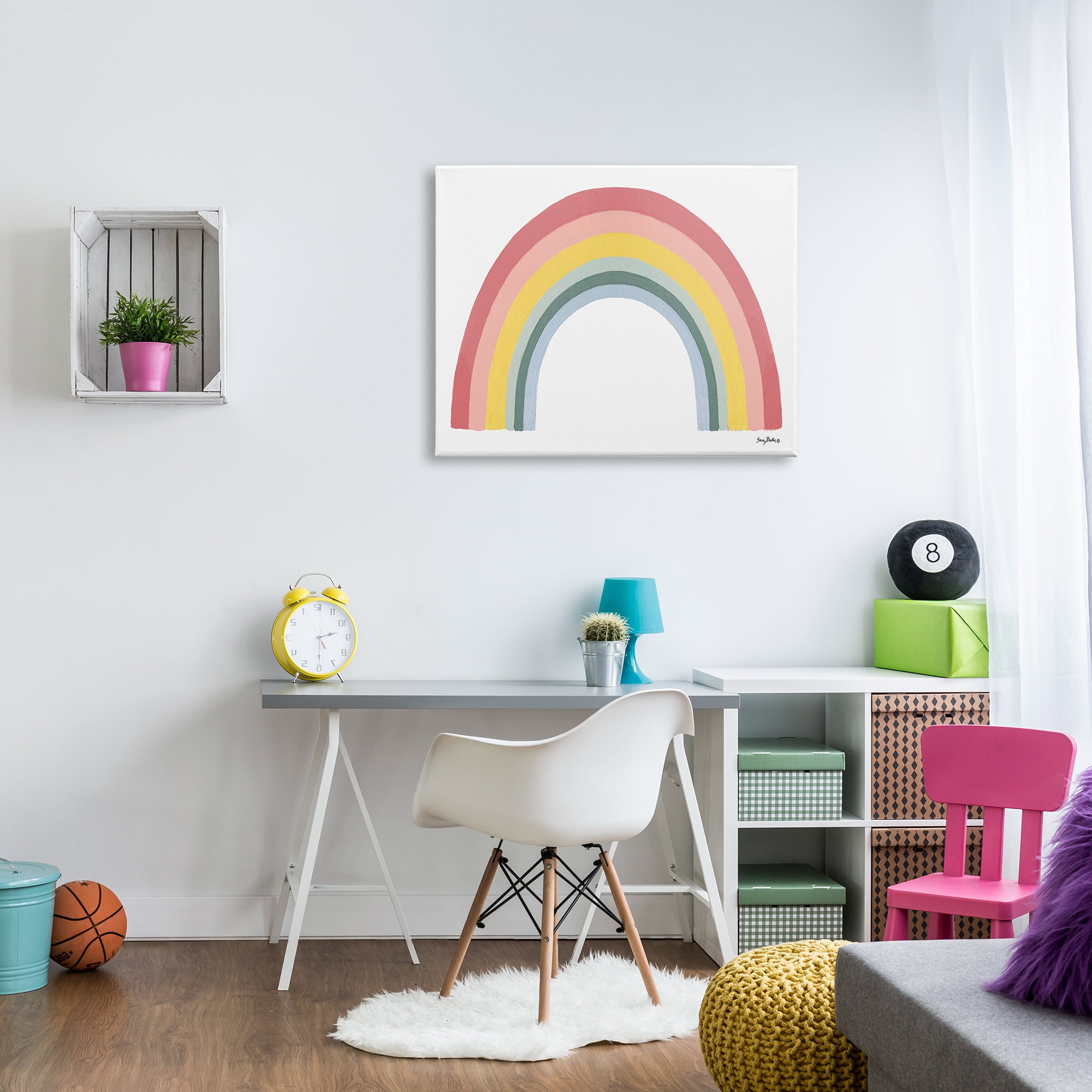 Stupell Industries Casual Arched Rainbow Design Mixed Stripes Painting Graphic Art Gallery Wrapped Canvas Print Wall Art, Design by Sara Baker