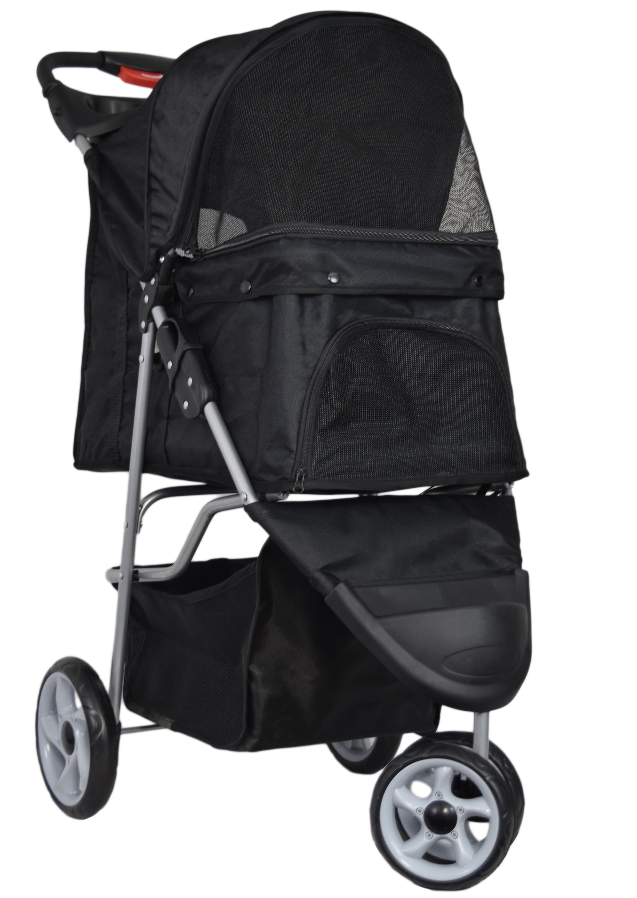 VIVO Three Wheel Pet Stroller / Cat u0026 Dog Foldable Carrier Strolling Cart Black