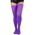 thumbnail image 4 of ToBeInStyle Women's Nylon Thigh High Schoolgirl Opaque Stockings Purple, 4 of 7