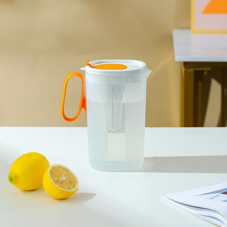 

WANYNG Large Airtight Plastic Jar With Lid And Locking Handle 50oz 1.5L Water Coffee Lemonade Iced Tea And Juice Slim Design Safer Than Glass Kettle