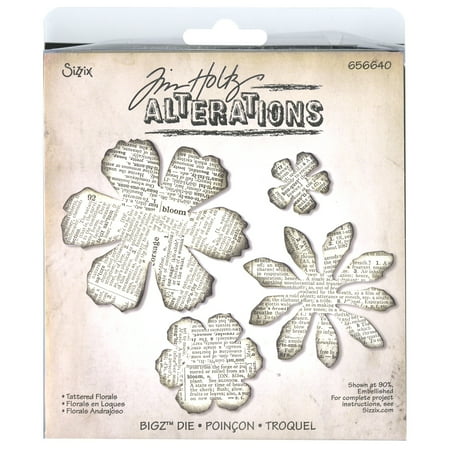 Sizzix Bigz Die By Tim Holtz 5.5"X6"-Tattered Florals