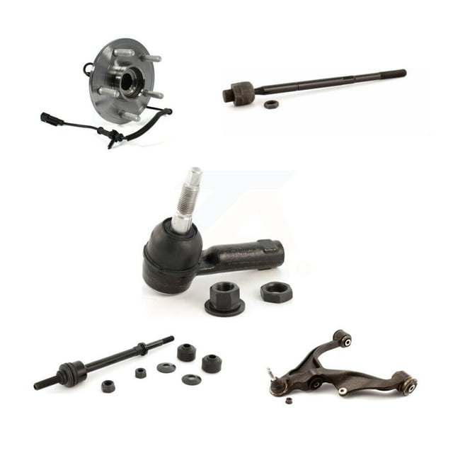 Transit Auto Front Left Hub Bearing Assembly Suspension Lower Control Arm with Ball Joint Outer Inner Tie Rod Sway Bar Stabilizer Link Kit (5Pc) for Car 2012 Ram 1500 4WD with 5 Lug Wheels K7T-105898