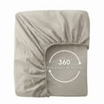 thumbnail image 6 of MooMee 100% Washed Cotton King Fitted Sheet Only Linen Like Textured Extra-Deep Pocket Breathable Soft 1-Piece(Cream Grey, 78"x80"), 6 of 6