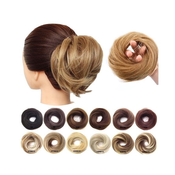 Synthetic Hair Bun Extension Donut Chignon Elastic Short Straight Ponytail Hair Piece