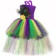 thumbnail image 4 of Disfraz de pavo real para niñas, vestido de princesa con tutú de tul y plumas de flores para niñas, vestidos de fiesta para desfiles de carnaval y Halloween, 4 of 5