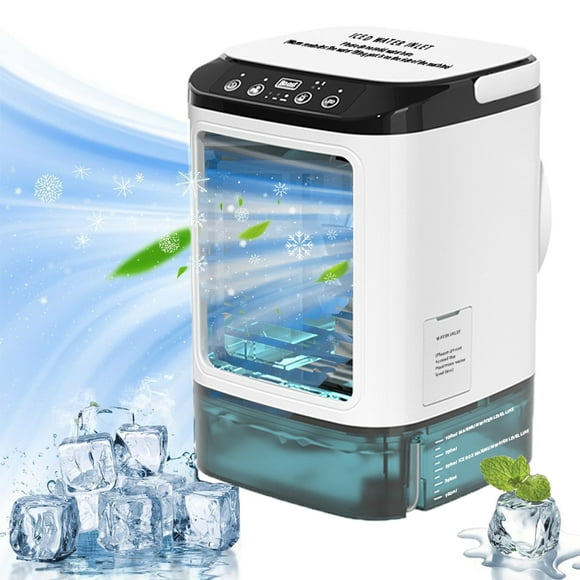 Climatiseurs Portatifs, Refroidisseurs de Pièce pour Chambre, Réservoir d'Eau 900 ml, avec Glacière, Refroidisseurs d'Air 3 en 1 pour la Maison, Brume Rafraîchissante Silencieuse, 7 Lumières DEL, avec Poignée, Refroidisseur Climatiseur pour la Maison, le Voyage, le Bureau