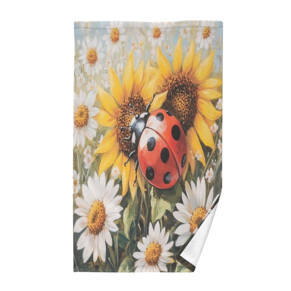 Pure Cotton Face Towel 16x28 Inches Hand Towel Bath Towel Hand Bath Towels Soft Good Water Absorption for Washing Face Wiping Face Giant Ladybird
