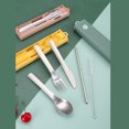 thumbnail image 2 of Stainless Steel Knife Fork Spoon Straw Brush Set Portable Cutlery Multi-function Flatware Outdoor Picnic Utensil Kit, 2 of 5