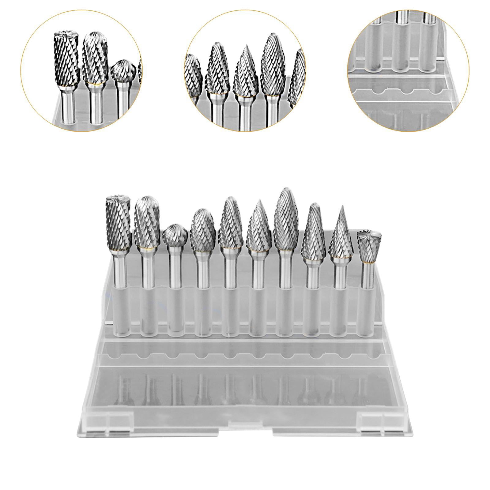 colaxi Rotary Drill Set Tungsten Steel, Metal Grinding Engraving Bits, Rotary Burr Set Double Cut Carving Bits for Metal Engraving