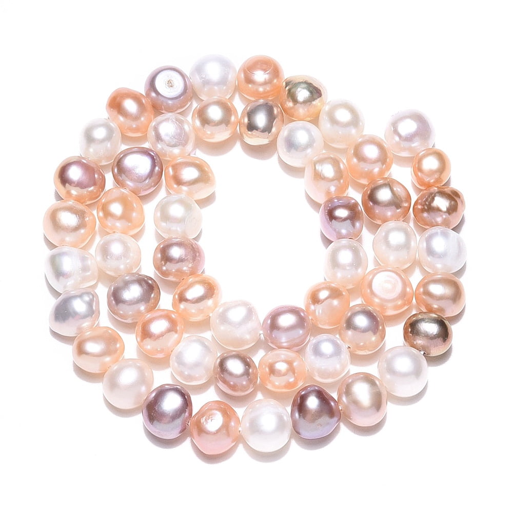 2 Strand Natural Cultured Freshwater Pearl Beads Strands Two Sides Polished Mixed Color 6~7x6.5~8x5.5~6.5mm Hole: 0.7mm about 53pcs/strand,