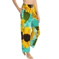 thumbnail image 2 of Xecao Sunflowers With Green Leaves Women's Straight Lounge Pajama Pants: The Epitome of Relaxed Sleepwear, 2 of 9