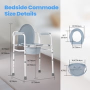 Naipo 3-in-1 Medical Bedside Commode for Seniors, Portable Toilet Raised Seat, Commode Potty Chair with 7.5 QT Bucket, Steel Frame 300 lbs Capacity