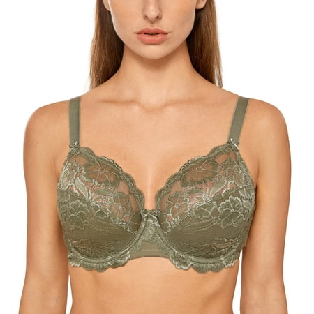 

Delimira Women s Full Coverage Non-Foam Floral Lace Plus Size Underwired Bra