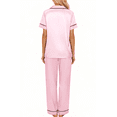 thumbnail image 4 of UVN Pajamas Sets for Women Short Sleeve Button Down Tops And Pants Sleepwear Soft Silk Satin Pjs Loungewear 2 Piece Outfit, 4 of 8
