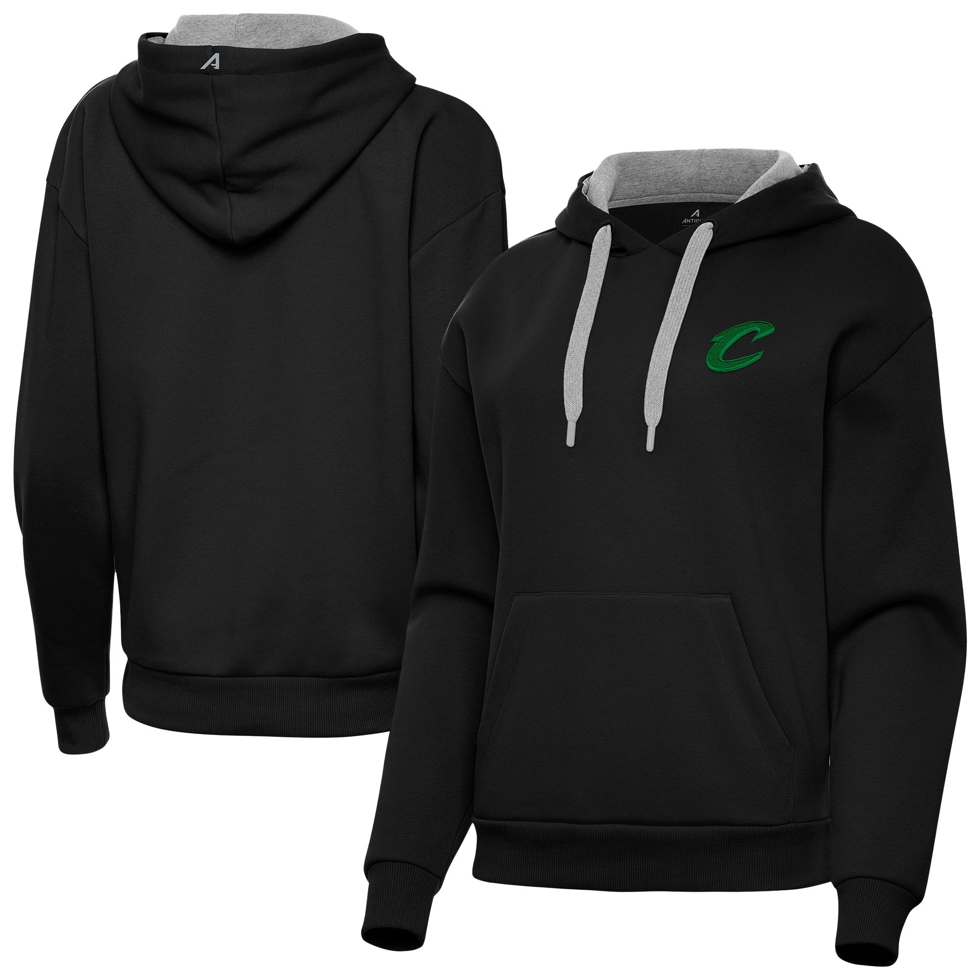 Women's Antigua Black Cleveland Cavaliers St. Patrick's Day Victory Pullover Hoodie