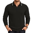 thumbnail image 2 of TOUMENY Men Sweater Zip Collared Long Sleeve Basic Slim Tops Fall Winter Solid Casual Knit Pullover Black XXXL, 2 of 7