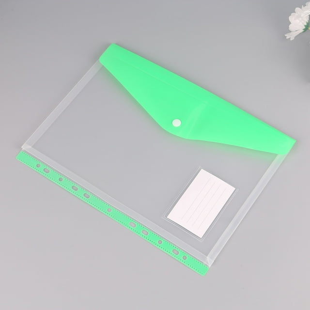 11 Holes A4 Three-Dimensional Document Bag Transparent Frosted Student Exam Bag Storage Bag With Snaps And Labels