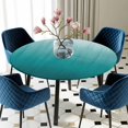 thumbnail image 5 of Elastic Fitted Round Tablecloth, Teal Ombre Waterproof Stretch Table Cover for 36"-44" Tables, Contemporary Gradient Abstract Art Washable Outdoor Tablecloths for Patio, Picnic, Camping, 5 of 9